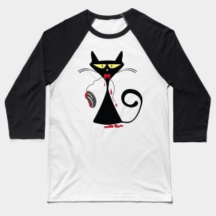 Red Blood Cat with Computer Mouse Baseball T-Shirt